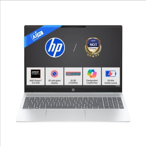 HP OmniBook 5 OmniBook 5 NGAI 16-AG1037AU Standard Laptop (AMD Ryzen 5 AI 5 340/16 GB/512 GB SSD/AMD Radeon 840M Graphics/Windows 11 Home/MS Office + MISC PC Game Pass DA...