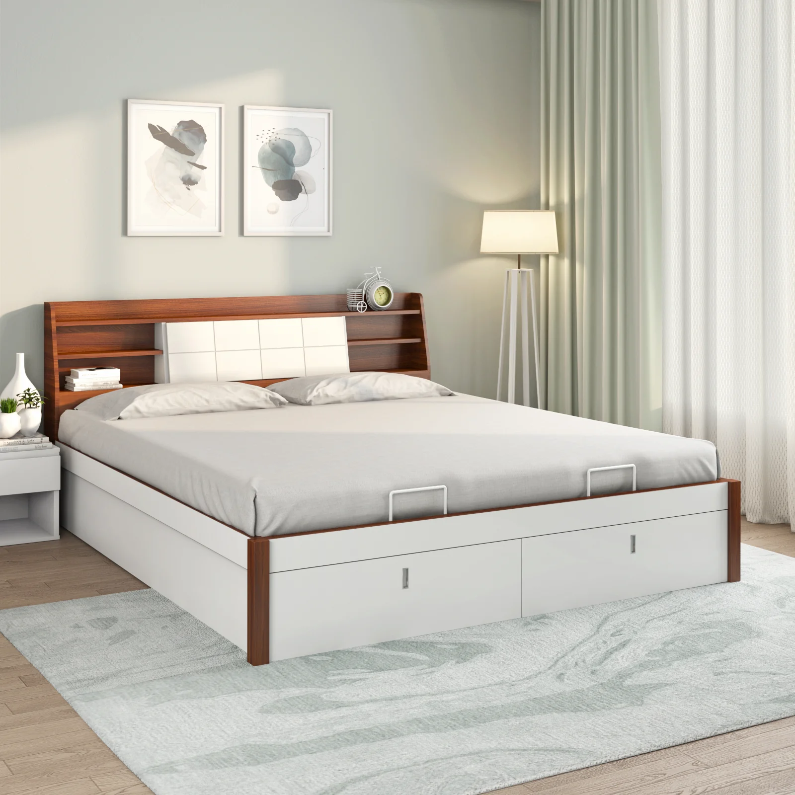 Ornate Premier Bed with Hydraulic Storage (White)