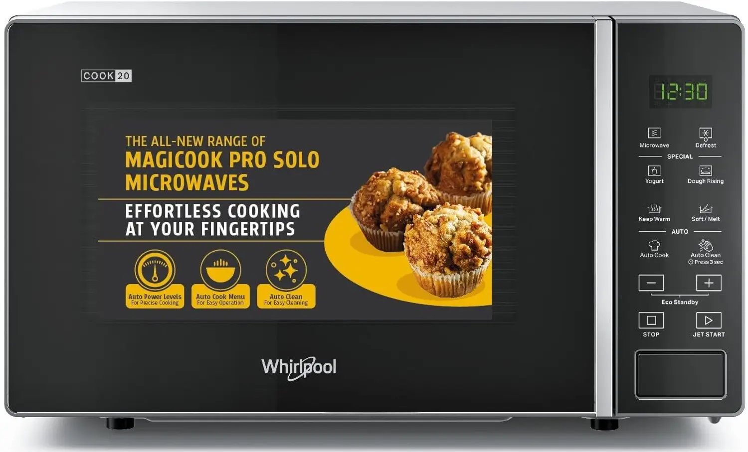 Whirlpool 20 L 18 Auto Cook Recipes, Feather Touch Membrane Solo Microwave Oven (MAGICOOK PRO 20SE black, Black) - Image 3