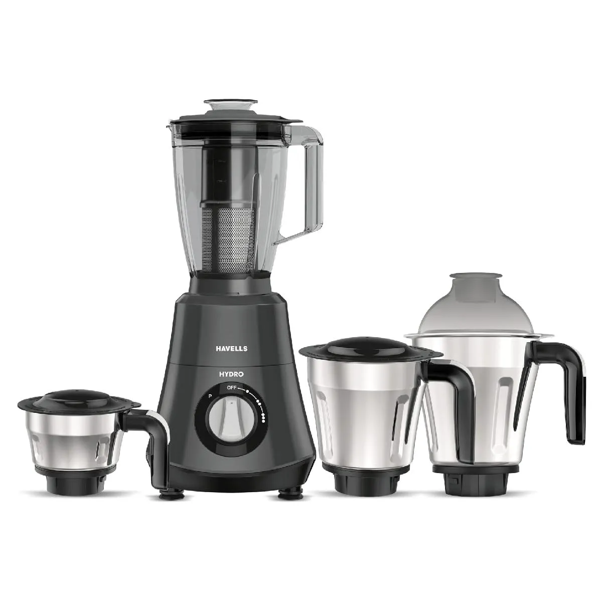 HAVELLS Hydro 750 W Mixer Grinder Grey 4 Jar