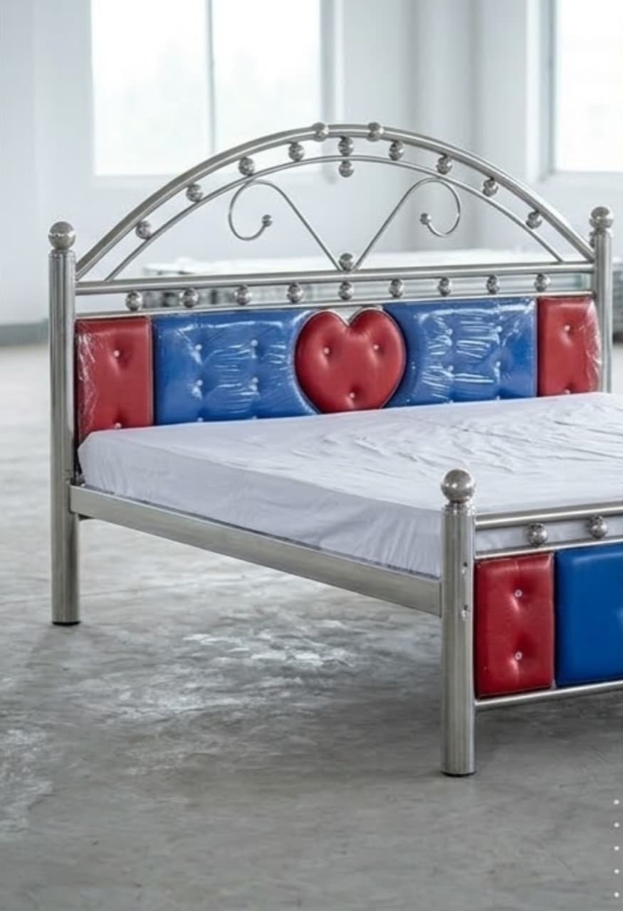 Premium Heart-Style Stainless Steel Bed (All Complete) - Image 2