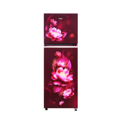 Haier 240 L Frost Free Double Door Refrigerator Flat Door Red Carnation 2 Star HRF-2902IERC-P