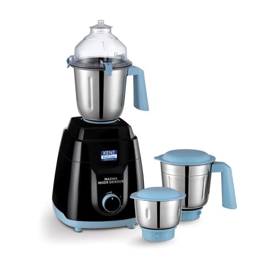 KENT Maxima Mixer Grinder 750W | Spill Proof Lockable Lids | Food Grade SS Blades | SS Jars | 3 Speed Control Panel, Black