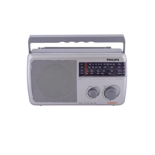 Philips Portable Radio RL384/94 with MW, SW & FM Band, 500mW RMS Sound Output, Telescopic Antenna, 4-Inch Loudspeaker, Powered by 3xR20 (4.5V DC) External DC Socket