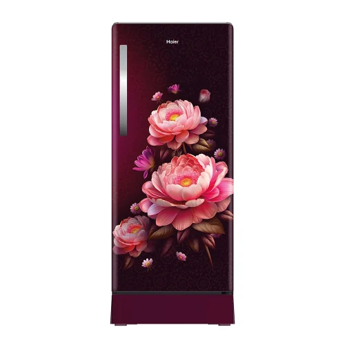 Haier 190L 5-Star Red Blossom Single Door Refrigerator Base Drawer, Inverter Compressor HRD-2115PRBA-N