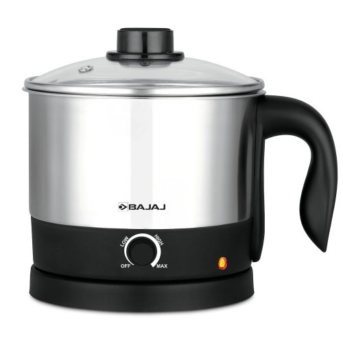 Bajaj KTS 1.0 Litre Multicook Electric Kettle | 1000 Watts Kettle With Stainless Steel Body | Auto Shut Off | Cool Touch Handle And 360 Degree Cordless Operation | 2 Yr Warranty 【Black】