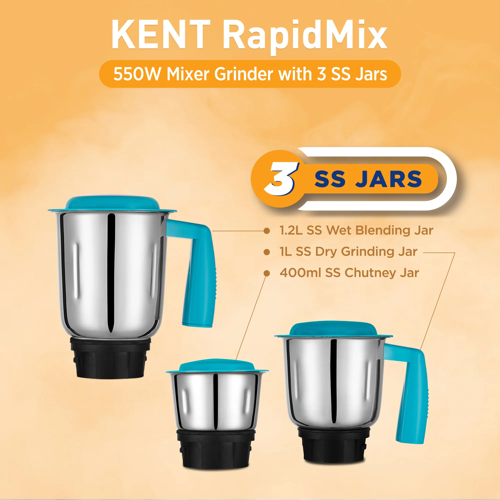 KENT RapidMix 500W Mixer Grinder - Image 4