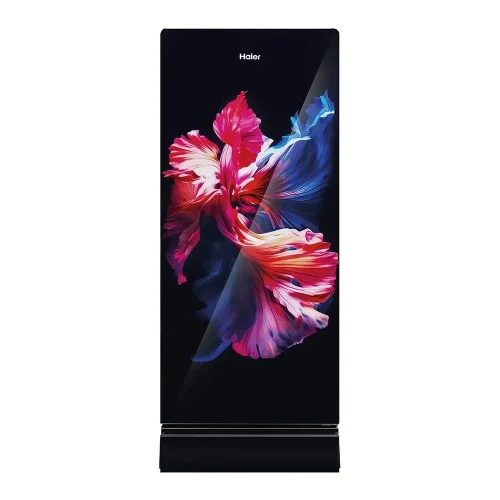 Haier 190L 5 Star Wave Glass Single Door Refrigerator with Base Drawer, Inverter Compressor HRD-2115PWGA-N
