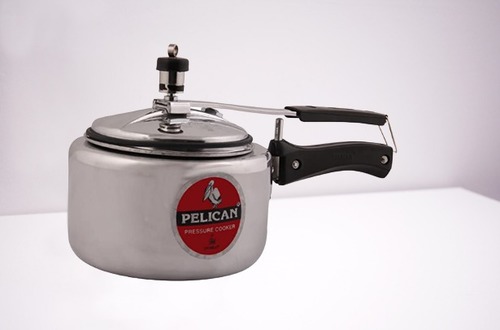 Pelican Aluminum Pressure Cooker - 3 Liter Capacity | Whistle Free Feature, Durable Silver Exterior, Pvc Handle