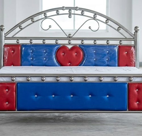 Premium Heart-Style Stainless Steel Bed (All Complete)