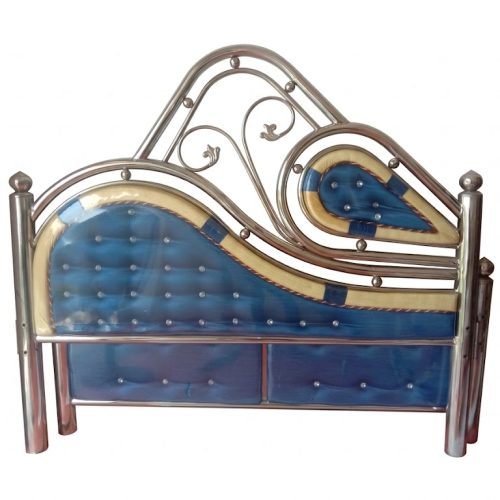 Imperial Blue Velvet Steel Bed