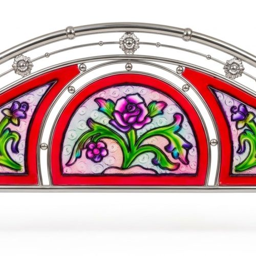 Mayur Gulab Stainless Steel Bed – Premium Peacock and Rose Art Headboard