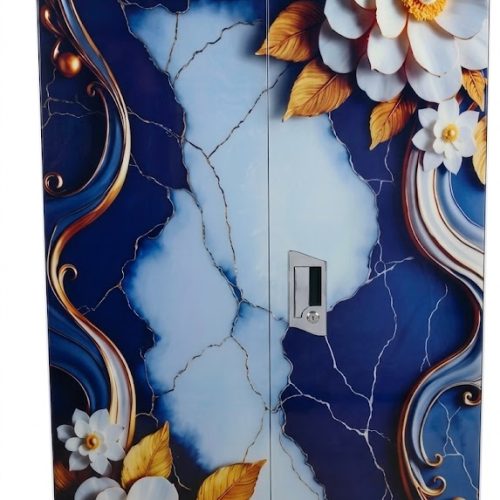 The Sapphire Bloom: Premium 2-Door 3D Digital Steel Wardrobe