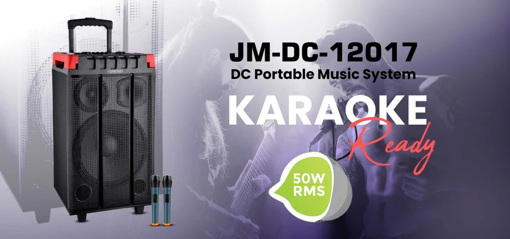 Clarion Jm-DC-12017 DC Music System-12 Inch Bass, Karaoke,Cordless Mic,Battery Backup, Portable - Image 2
